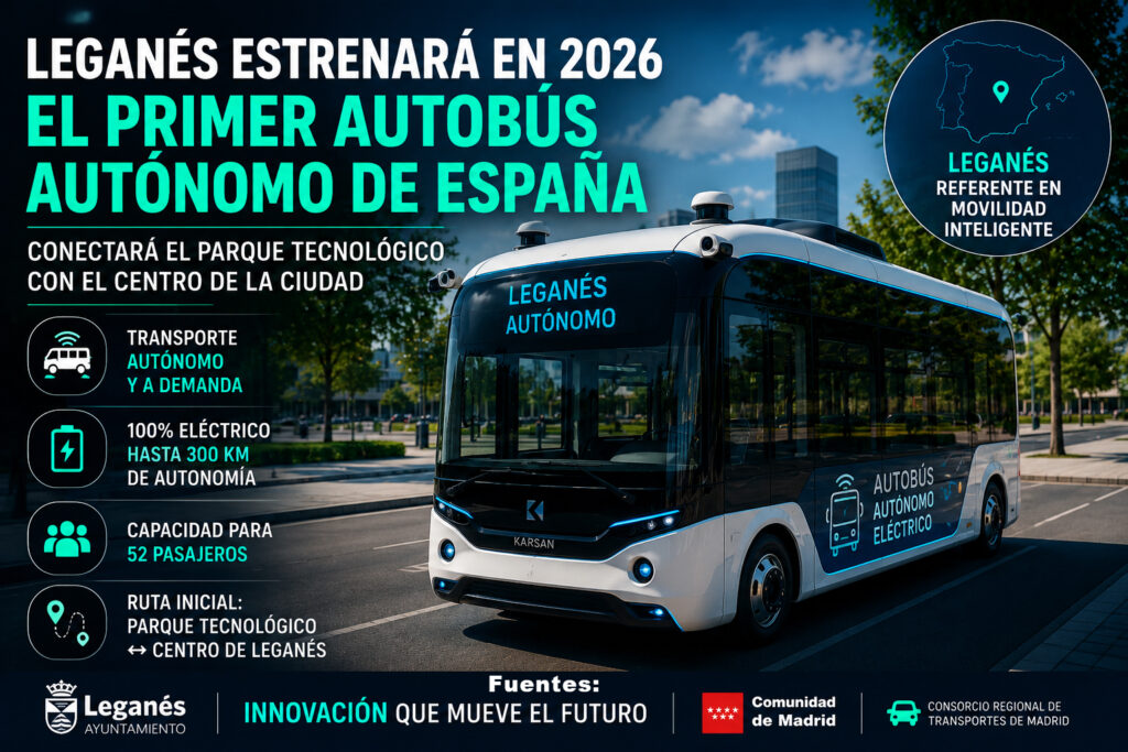Leganés tendrá en 2026 el primer autobús autónomo de España